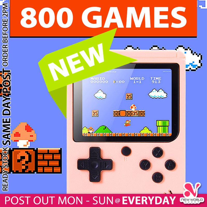 《 800 GAMES 》 Classic Handheld TV Video Game Portable Retro Gameboy Super Mario Contra Tank Pacman 400 Permainan 电子游戏