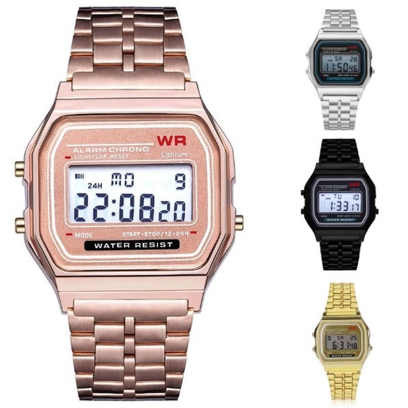 Women Men Watch Gold Silver Vintage LED Digital Sports Military Wrist Watches Electronic Digital Present Gift Male Promotion
