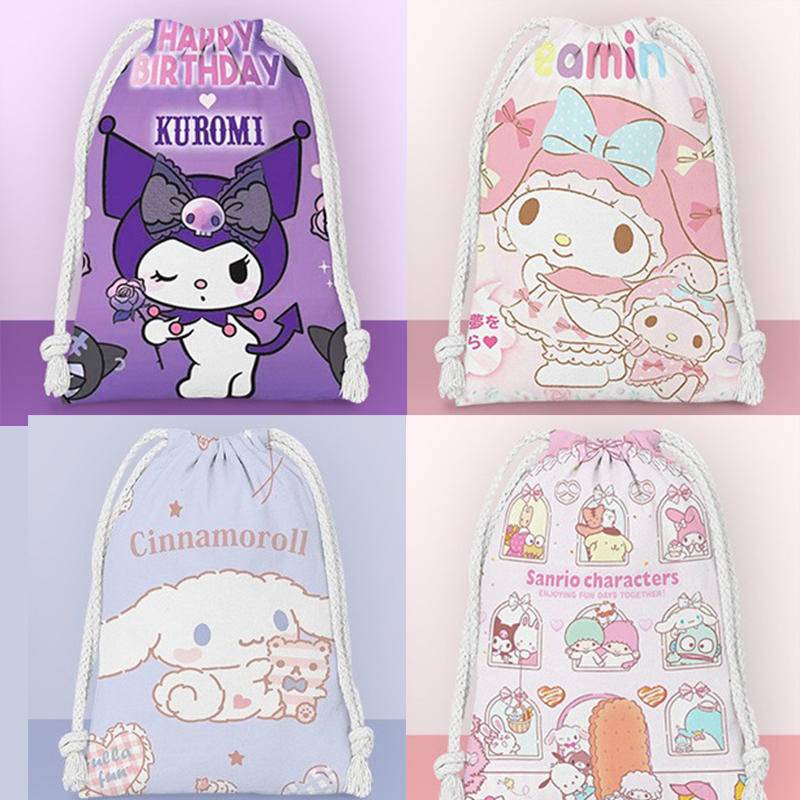 Sanrio mymelody Kuromi Cinnamoroll Drawstring Shoes Underwear Travel Sport Storage Bags Nylon Bags Organizer Clothes Packing