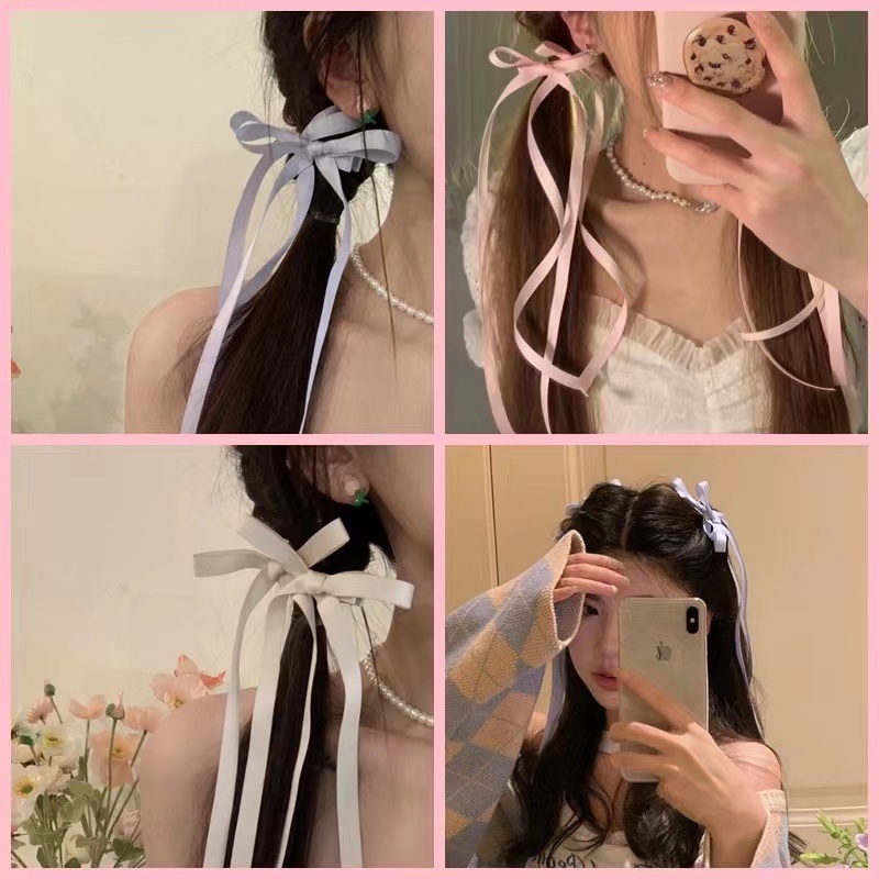 2023 New Style Bow Hair Clip Braided Hair Ribbon Tie Hair Clip Sweet Girl All-Match Streamer Bangs Clip Hair Accessories
