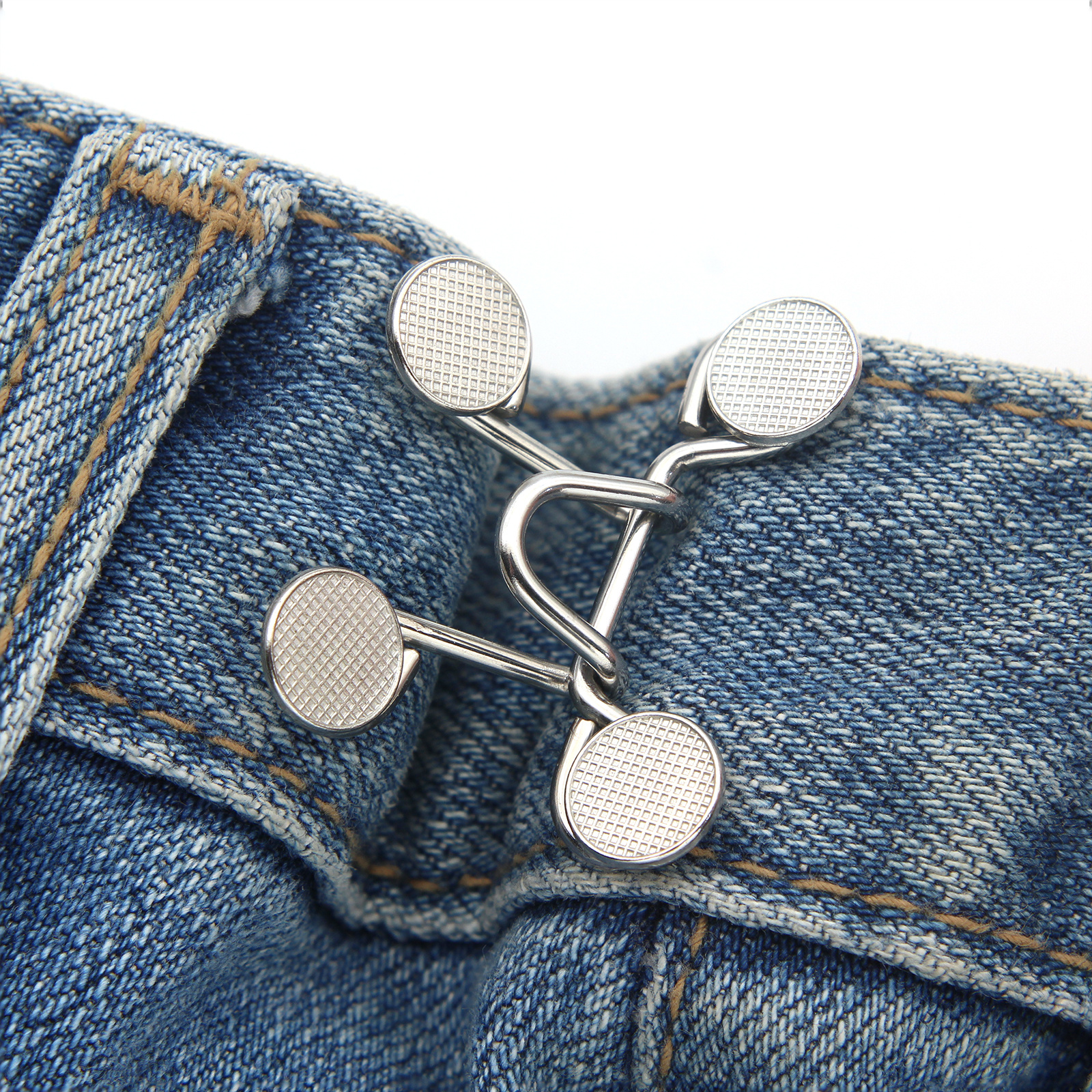 2 Pairs Narrow Waist Handy Tool Tighten Waist Adjustable Concealed Button Waistband to Small Button Jeans Button Hook Buckle