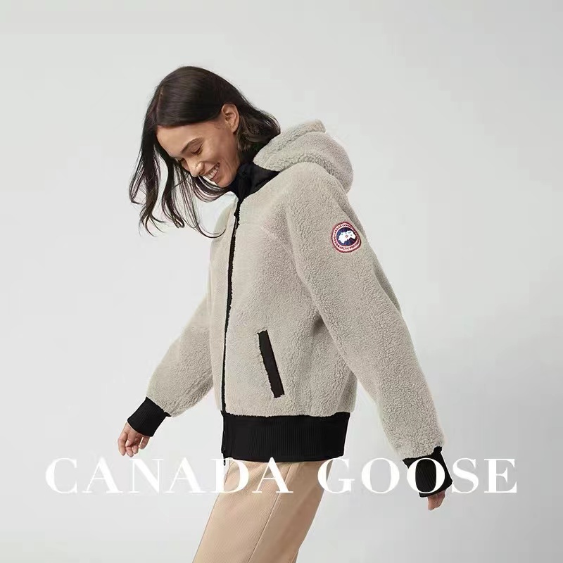 Canada Goose Women's Padded Warm Hooded Lambswool Jacket Men's Windproof Jacket