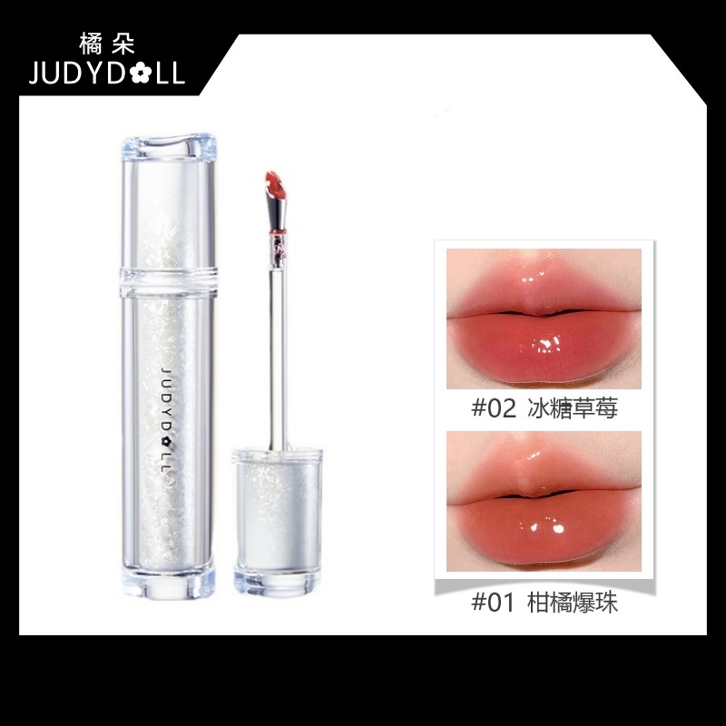 Judydoll Lip Gloss Mirror Water Light Lip Dew Ice Iron Lip Glaze Lipstick Not Easy to Stick Cup Not Easy to Fade Lip Gloss Lip Makeup