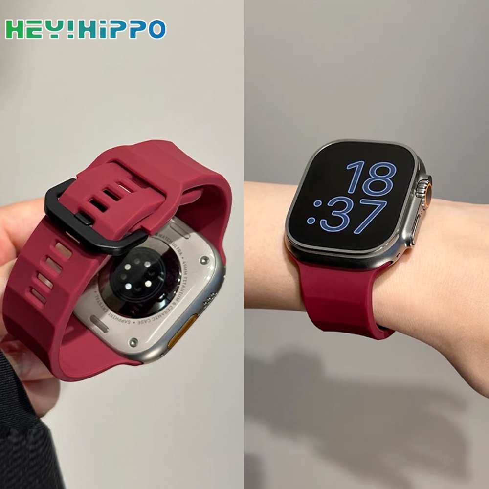 Black buckle sports strap suitable for smartwatch series 9/8/7/6/5/SE/4/3 wave design silicone strap suitable for iwatch 45/44/42/41/40/38/49mm