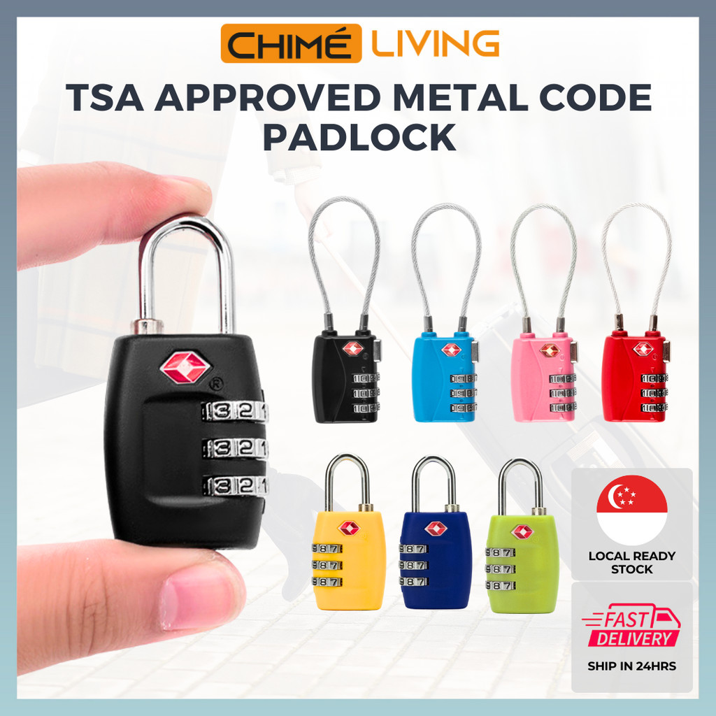 TSA Luggage Metal Lock PIN 3 Digit Combination Padlock For Travel | Anti Theft Customs Suitcase Bag Secure Cable Lock