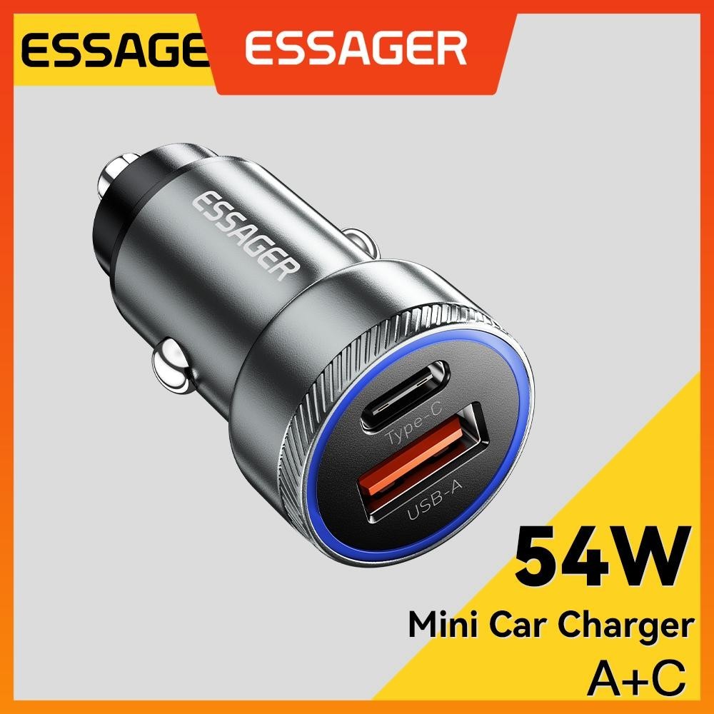 Essager 54W LED Usb Type C Car Charger PD QC 3.0 Fsat Charging For samsung IP Phone 12-24V car charger
