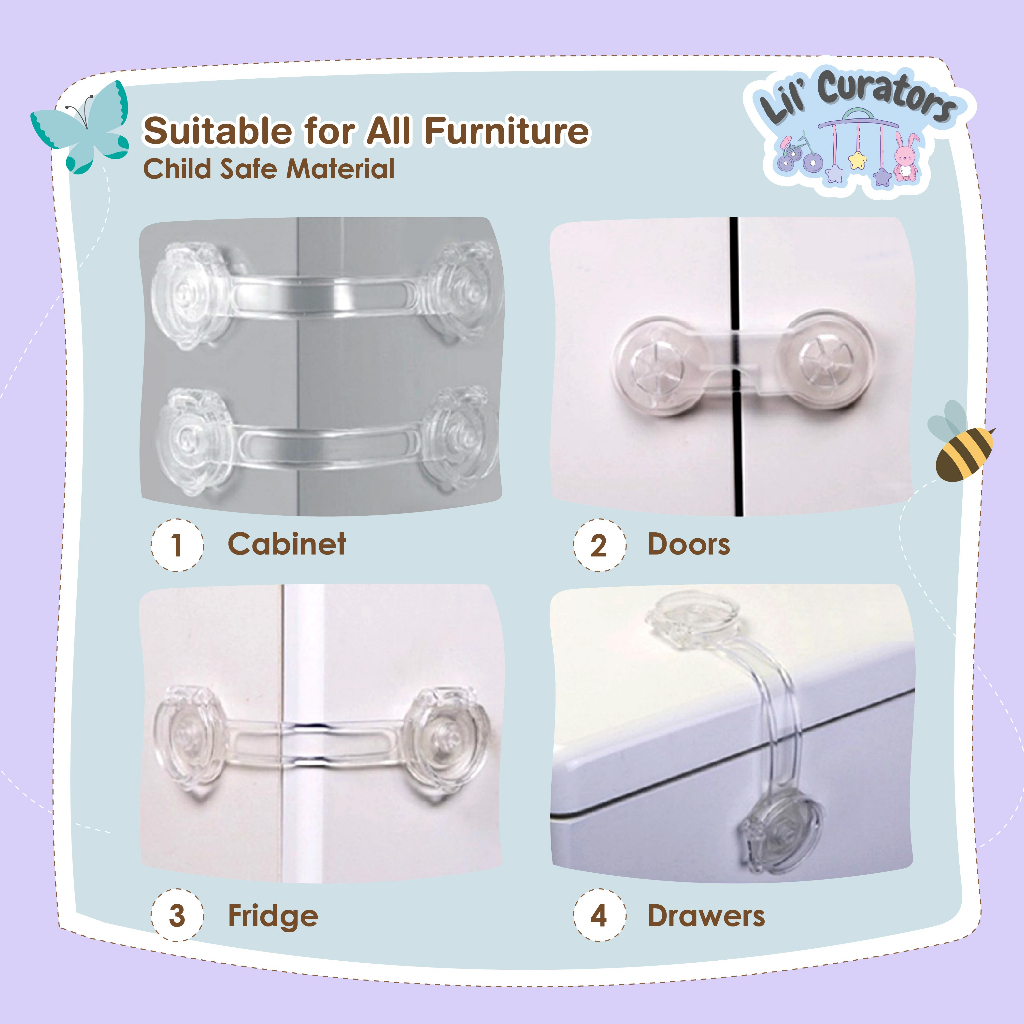 (Lil' Curators) 5/10 Pcs Multi Purpose Transparent Child Safety Door Lock