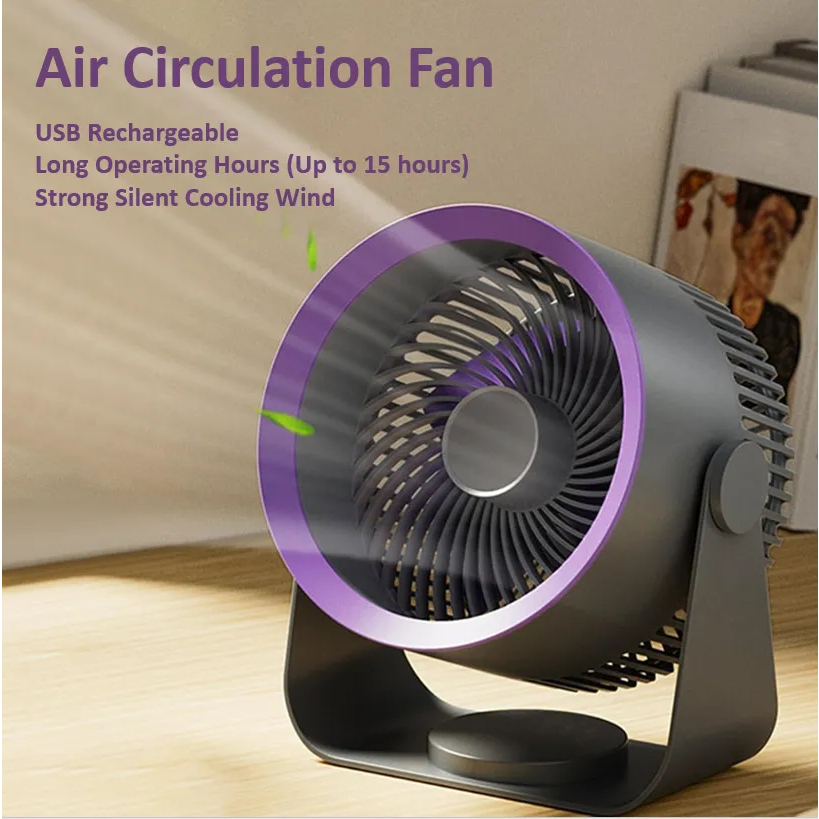 【SG SELLER】Wireless USB Rechargeable Air Circulation Fan Desktop Ventilation Fan Wall Ceiling Powerful Airflow Fan
