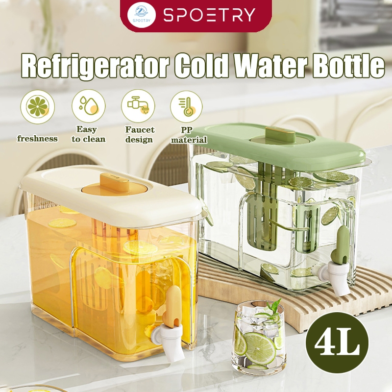 SPOETRY 4L Refrigerator Cold Water Bottle Water Dispenser for Fridge with Tap, Drinks Dispenser Food Grade Material